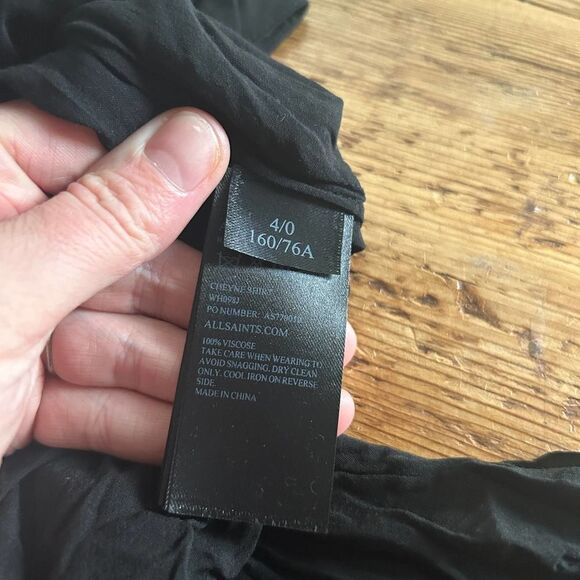 AllSaints US 0 / UK 4 Black Cheyne‎ Shirt Blouse Button Front - Picture 5 of 9